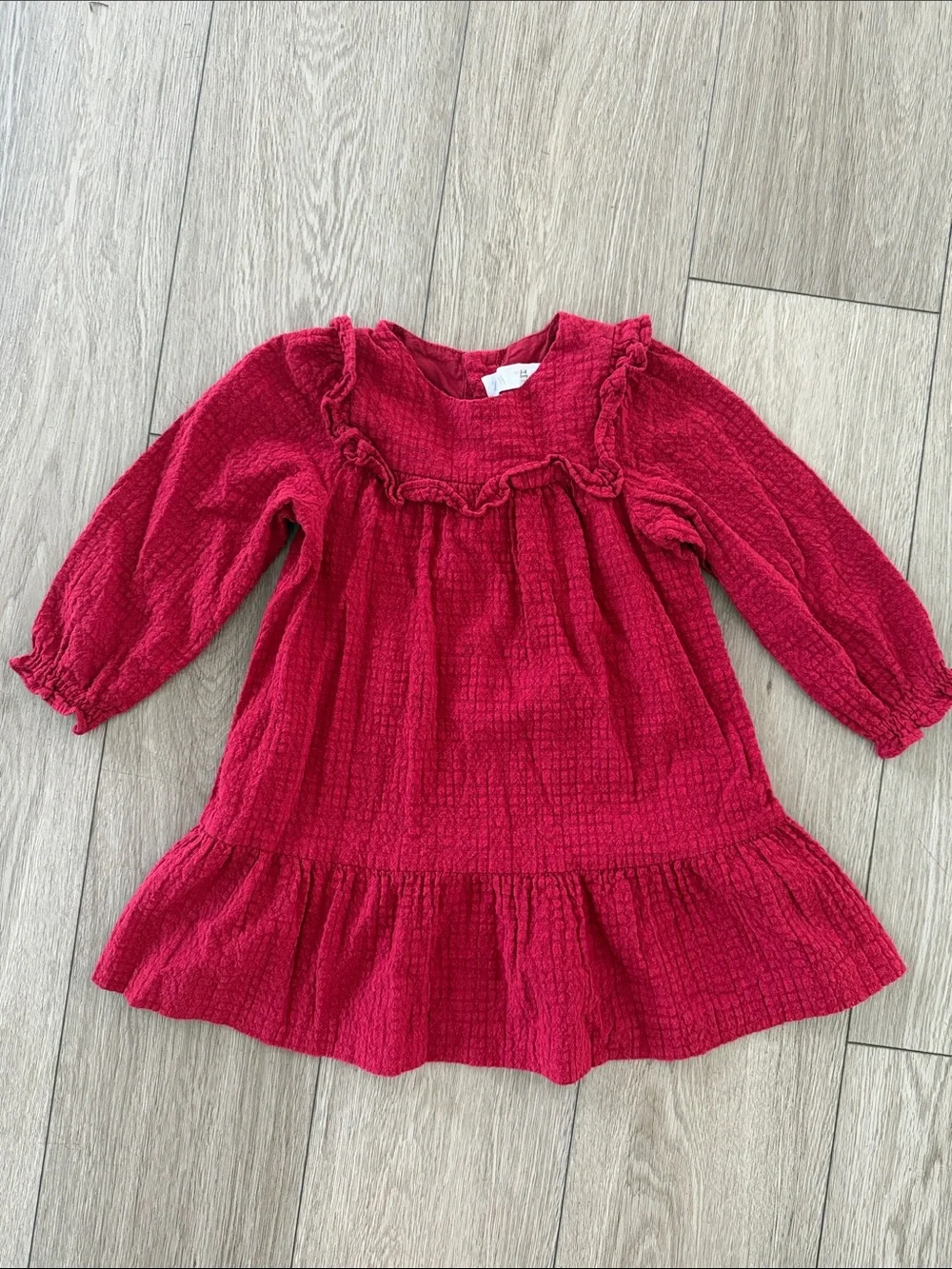 Zara Red Ruffled Long Sleeve dress size 3-4 years